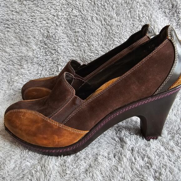 J41 Jambu Romance‎ Design Women's Blossom Suede Leather Pump Heels Sz 8.5 Brown - Picture 3 of 7